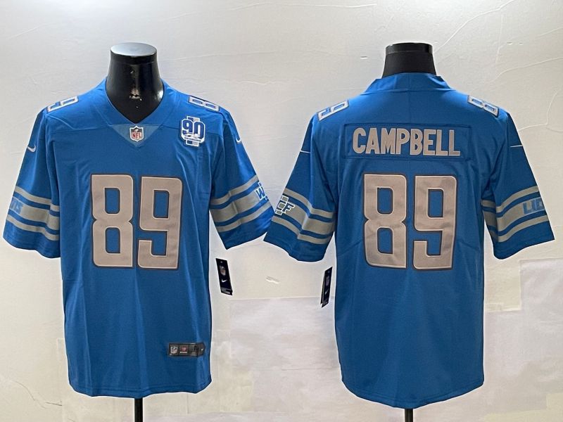 Men Detroit Lions #89 Campbell Blue three generations 2024 Nike Limited NFL Jersey style 01022
